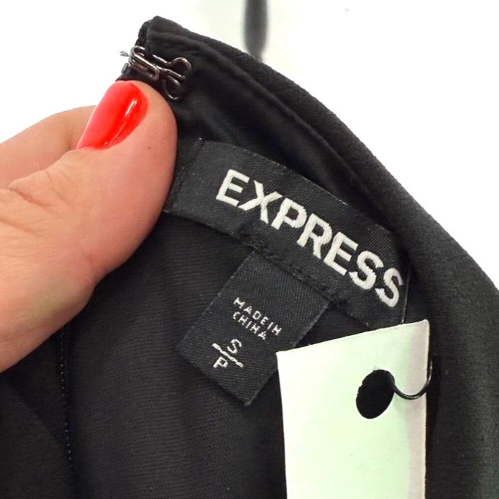 Express black strappy mini dress with bottom hem ruffle detail - Picture 7 of 7